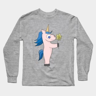 Unicorn offering a flower Long Sleeve T-Shirt